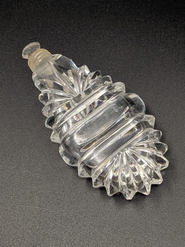 Vintage Cut Glass Art Deco Lay Down Perfume Bottle w/Stopper 3.25"