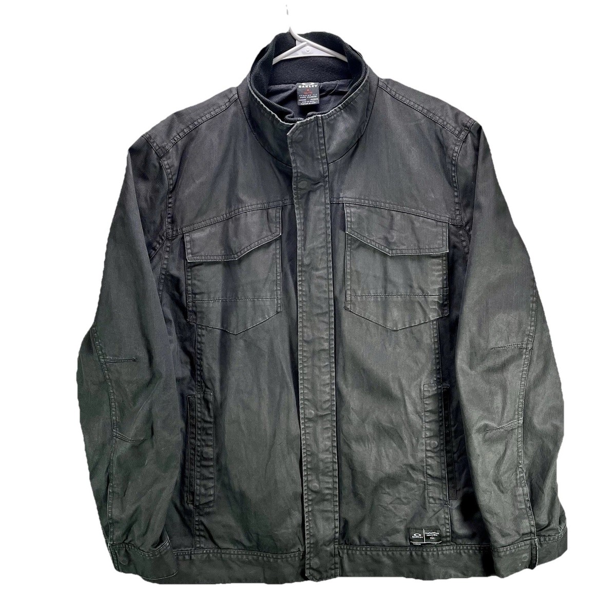 Oakley Jacket Mens 2XL Gray Waxed Canvas Military Utility Field