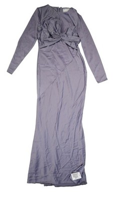 ASOS DESIGN Dress Womens 8 Purple Satin Twist Front Long Sleeve Maxi Gown  Formal | eBay