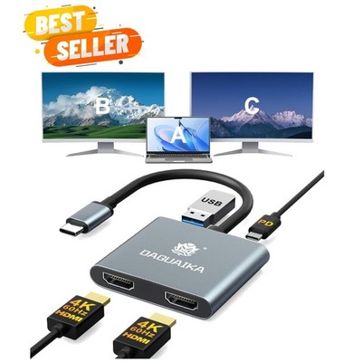 High-Speed USB C Dual HDMI Adapter for 4K Displays and Fast Data Transfer