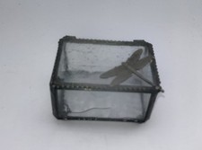 J. Devlin Textured Glass Trinket Box Dragonfly 3" x 2" x 2"