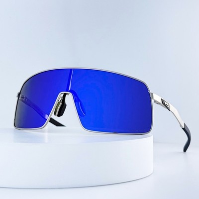 Oakley Sutro Ti OO6013 Sunglasses Silver Titanium Frame Deep Blue Lens
