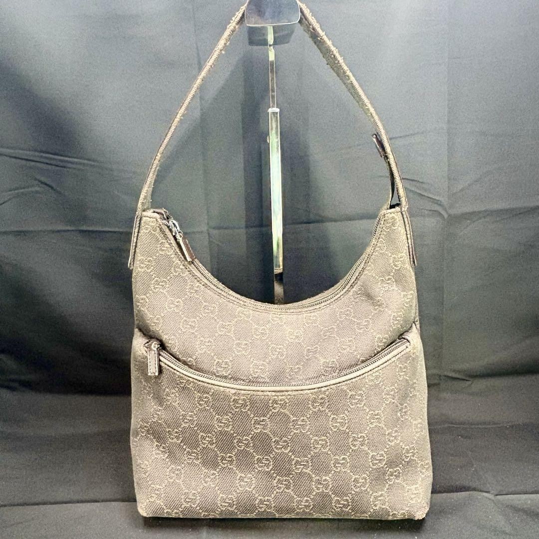 Gucci GG monogram dark brown shoulder bag imported from Japan