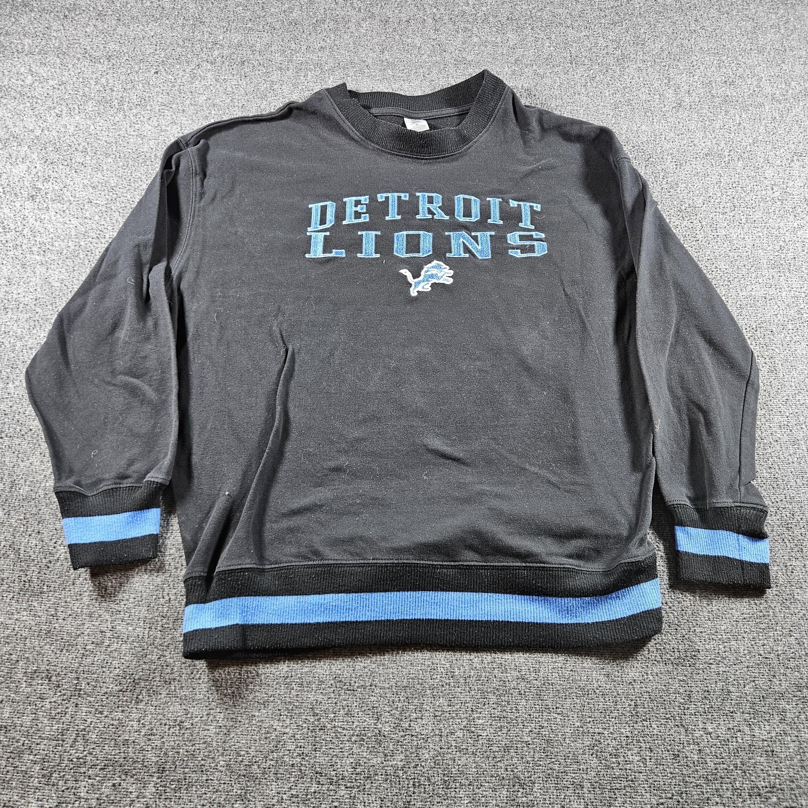 Detroit Lions Sweater Womens Medium Black Blue NFL Football Sleepwear Top