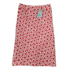 Boden Midi Skirt Women's Size 6 6R Orange White Print Lined Pockets NWT NEW