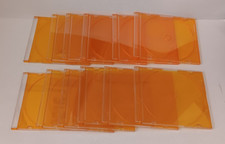Gently Used Lot of 12 Clear  Orange One-Sided 3-Tooth Hub CD DVD Jewel Cases