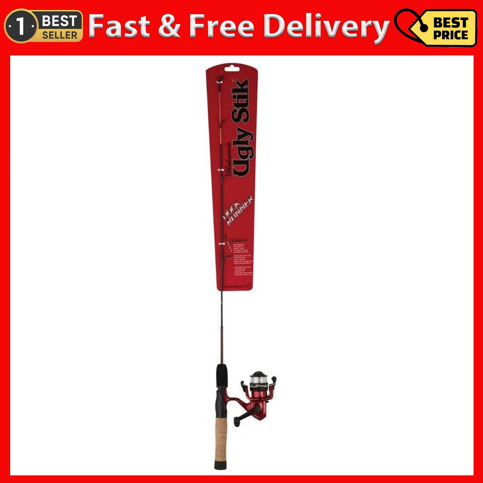 Ugly Stik Dock Runner Spinning Combo, 3' Medium Fishing Rod, 30 Size Reel