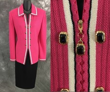BEAUTIFUL St John collection jacket knit pink multi suit blazer size 12
