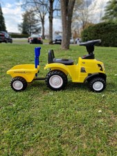 HOMCOM Rutschauto Kindertraktor Tretauto mit Anhänger Hupe Scheinwerfer Gelb