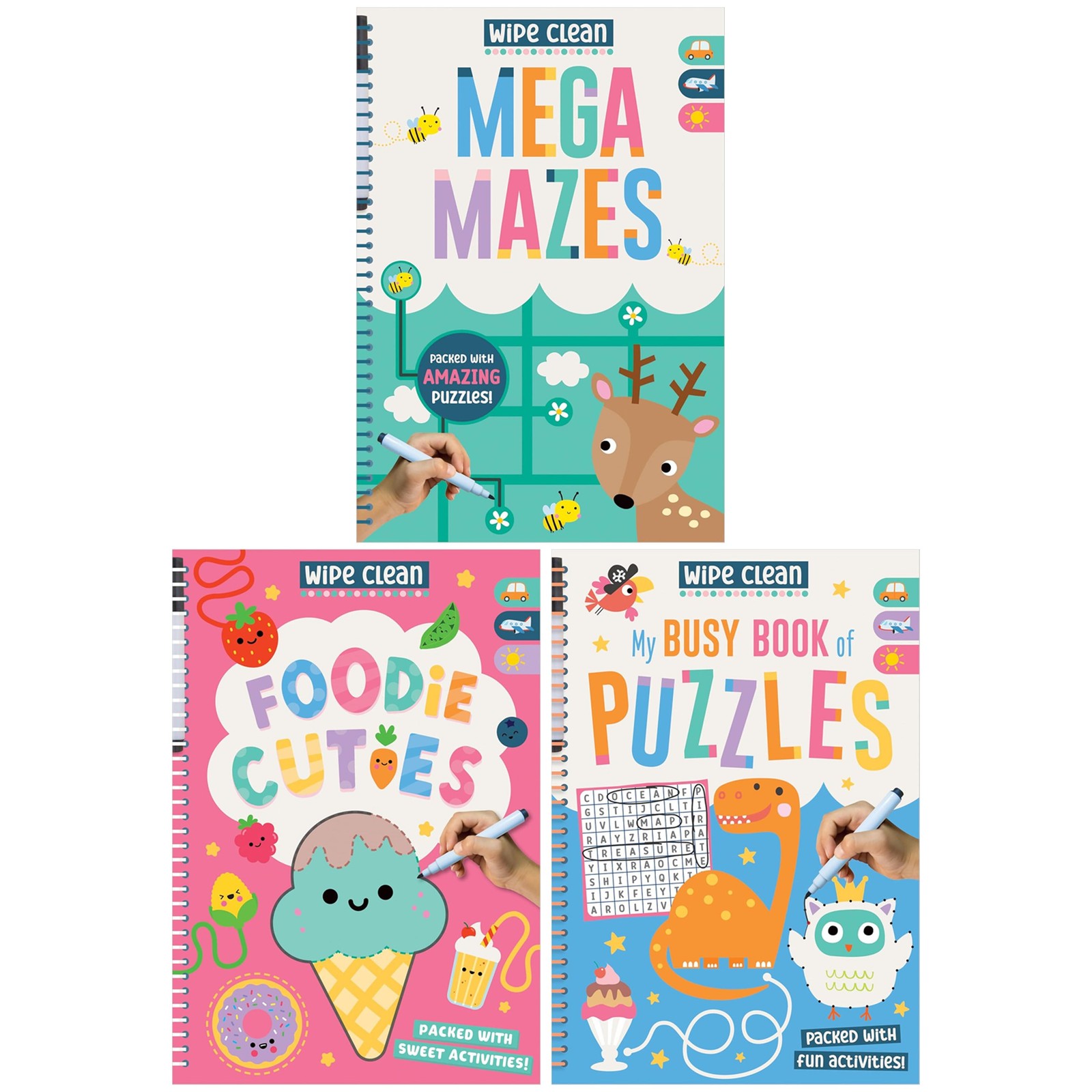 Wipe Clean: Kids' Holiday Travel Pack 3 Activity Books Set - Ages 4+ - Paperback