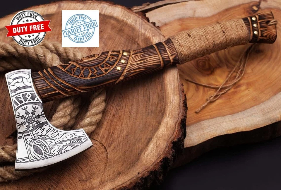 2 X HACHA VIKINGA VALHALLA ACERO AL CARBONO FORJADO A MANO PERSONALIZADA HACHA DE BATALLA NÓRDICA REGALOS Foto 2 de 4
