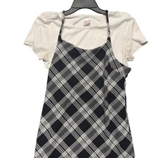 Girls Plaid Pinafore Dress XL Cottagecore Academia Schoolgirl Wednesday Show