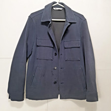 Mens Zara Shacket Jacket Collared Uk Medium Blue  Super Casual Padded