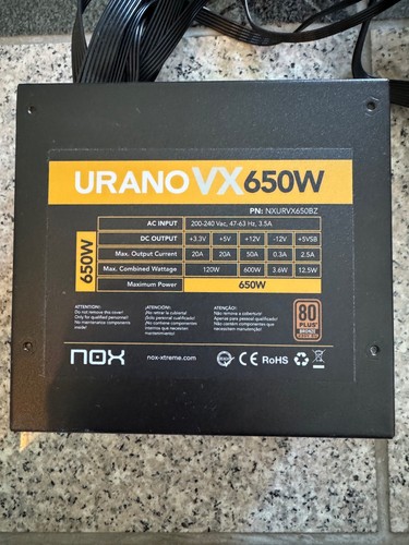 NOX Urano VX 650W | PC ATX Netzteil | 80 PLUS Bronze