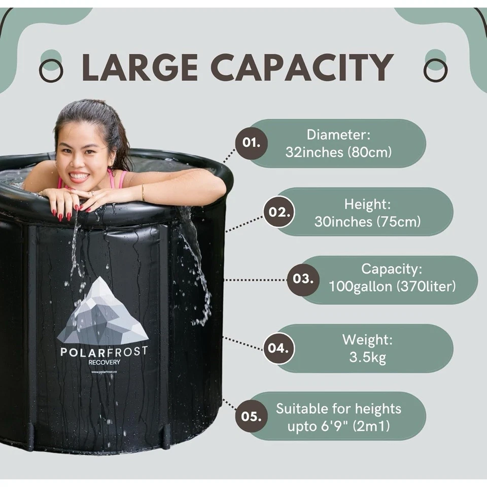 Large Ice Bath Tub for Athletes Outdoor Portable Free-standing Bathtub for Adult - Image 4 of 4