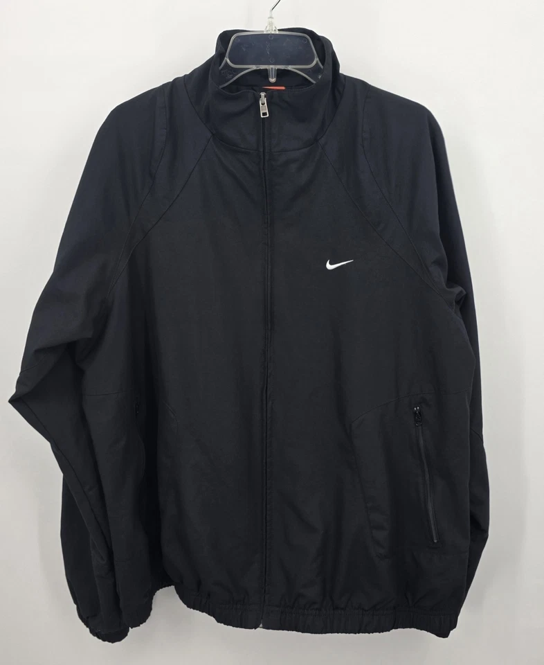 耐克夹克男式 XL 复古黑色全拉链运动部风衣 — 第 2/4 张图片