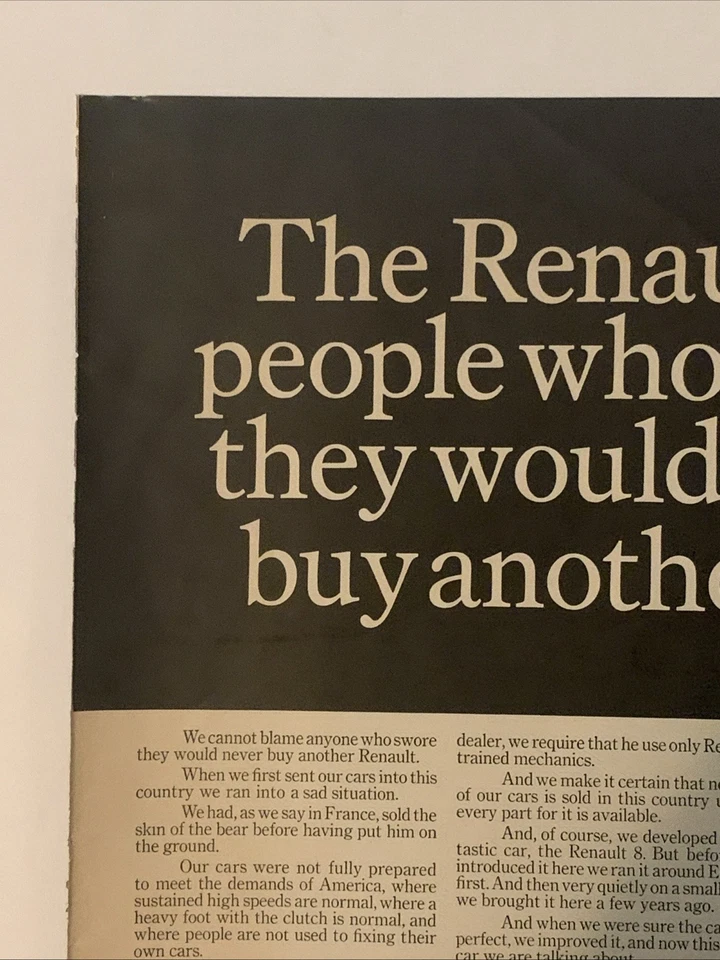 1967 Renault 10 ANÚNCIO IMPRESSO Para Quem Jurou Nunca Compraria Outro Antigo Anos 1960 - Imagem 2 de 4