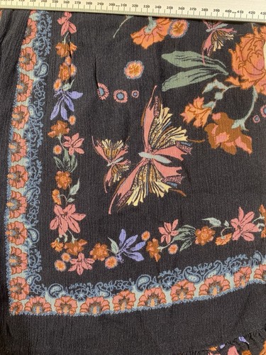 Free People Violet Hill Mini Peasant Dress Sz 6 Navy Mauve Floral Boho Festival - Picture 16 of 17