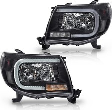 LED Halo Projector Headlights Clear Lens Black Housing for Tacoma 2005-2011