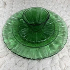 4pc Setting Dell Green Depression Glass Tulip Pattern Cup Saucer Plate Dinner