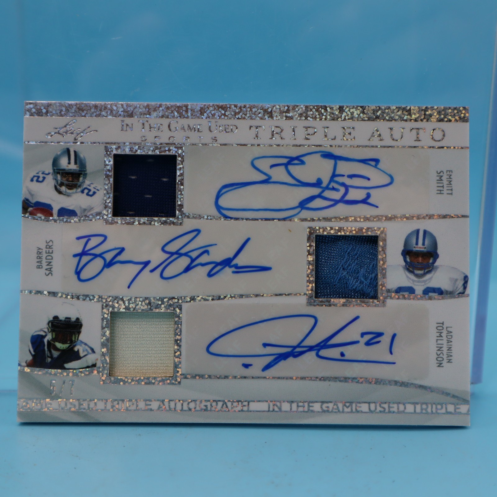 2025 LEAF In the Game Used Triple Auto #IGT-8 Smith Sanders Tomlinson #5/7 view 1