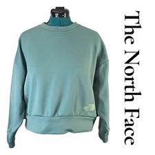 The North Face Sweatshirt Womens L Sage Green Polyester Fleece Cropped Pullover