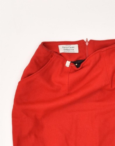 BENETTON Womens Pencil Skirt IT 42 Medium W24 Red Wool AG11 - Picture 4 of 4