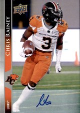Chris Rainey 2021 Upper Deck CFL Football Auto card BC Lions #157