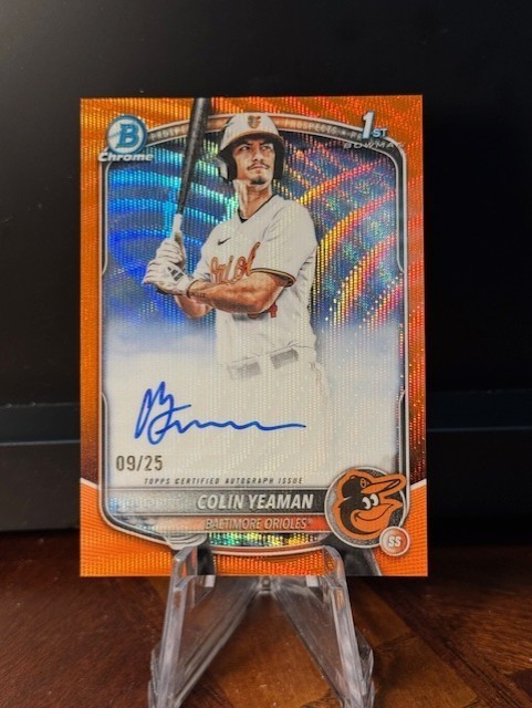 2025 Bowman Draft Chrome COLIN YEAMAN #CPA-CY 1st ORANGE Wave Refractor Auto /25