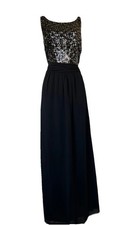 Therapy London Black Sequin Maxi Evening Dress UK 12 Elegant Formal Gown