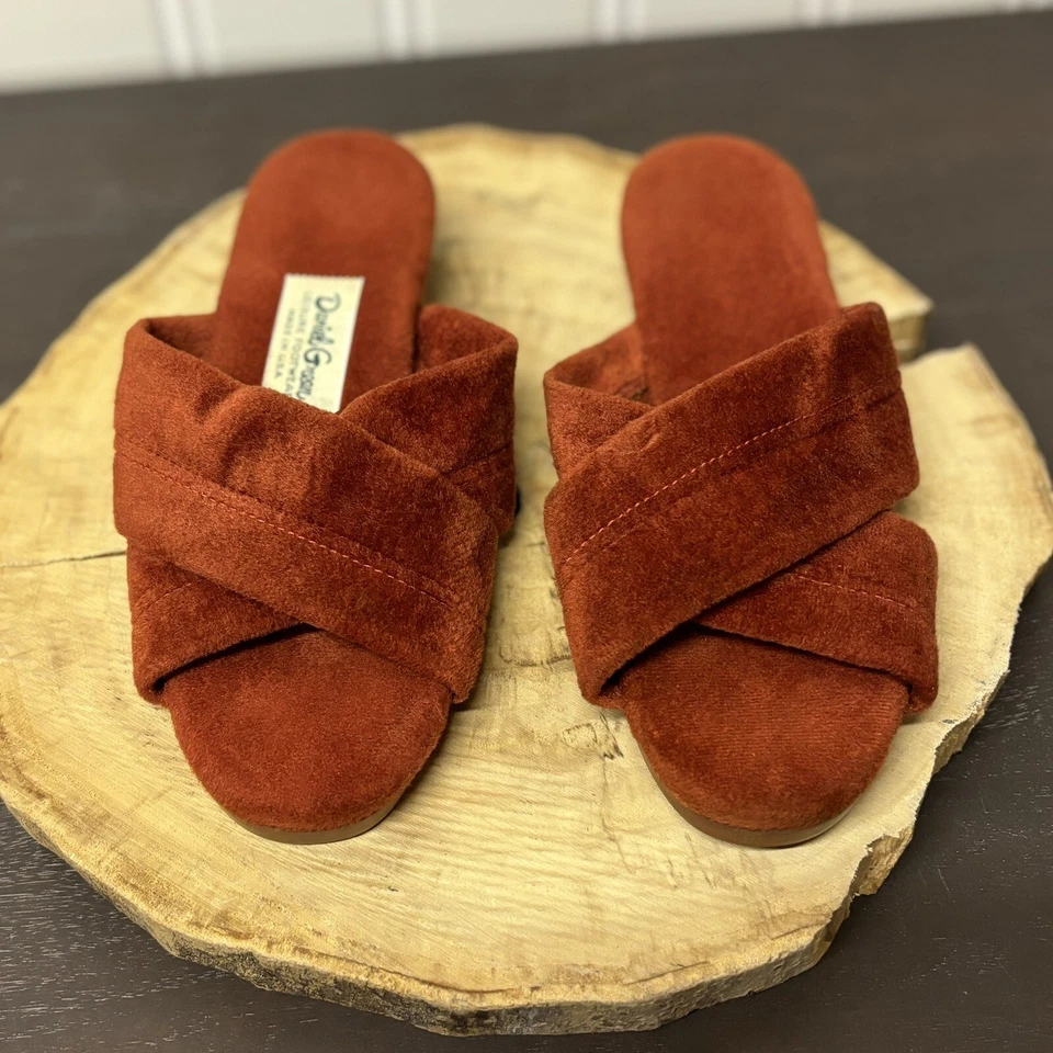 Zapatillas Daniel Verde 6.5 Naranja Terciopelo Boudoir Sin Cordones Zapato de Ocio De Colección EE. UU. Foto 2 de 4