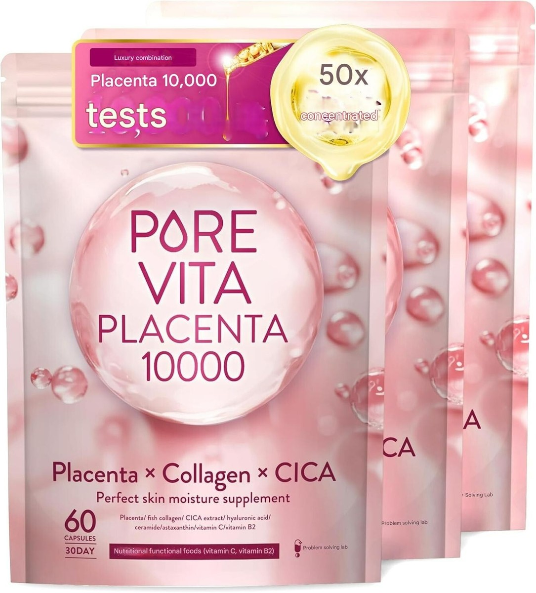 Pure Vita Placenta x Collagen x CICA 3 major beauty ingredients 90