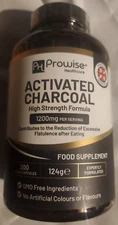 Activated Charcoal High Potency 1200mg 200 Caps Made in UK Prowise