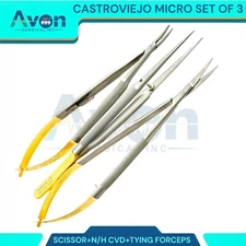 GERMAN Castroviejo Micro Scissors Needle Holder Curved TC Forceps Dental Eye  