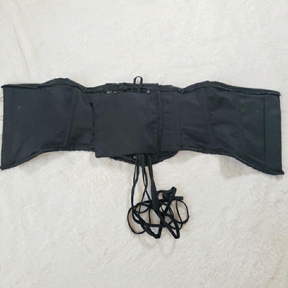 Solid Strapless Underbust Lace-Up Corset Black - image 3