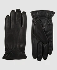 $62 Isotoner Men's Black Sleekheat Faux-Leather Nappa Touchscreen Gloves Size XL