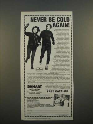 1986 Damart Thermolactyl Underwear Ad - Never Be Cold Again!