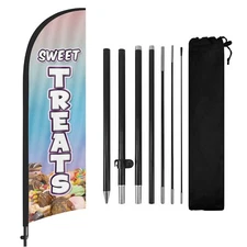 FSFLAG Sweet Treats Feather Flag Banner with Pole and Stake 8FT Advertising Sign
