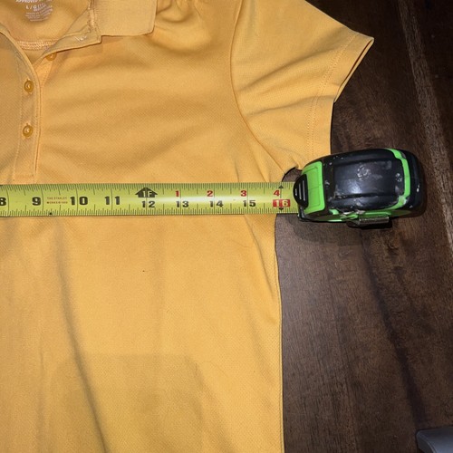 Izod Girl's Approved Schoolwear Shirt Size L 14/16 Yellow Polo Short Sleeve - Picture 3 of 5