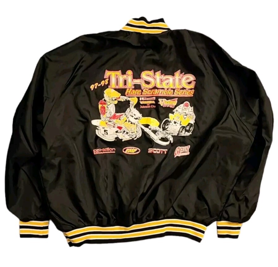 1990s 97 Vintage Victory Tri-State Dirt Bike Sports Racing Jacket