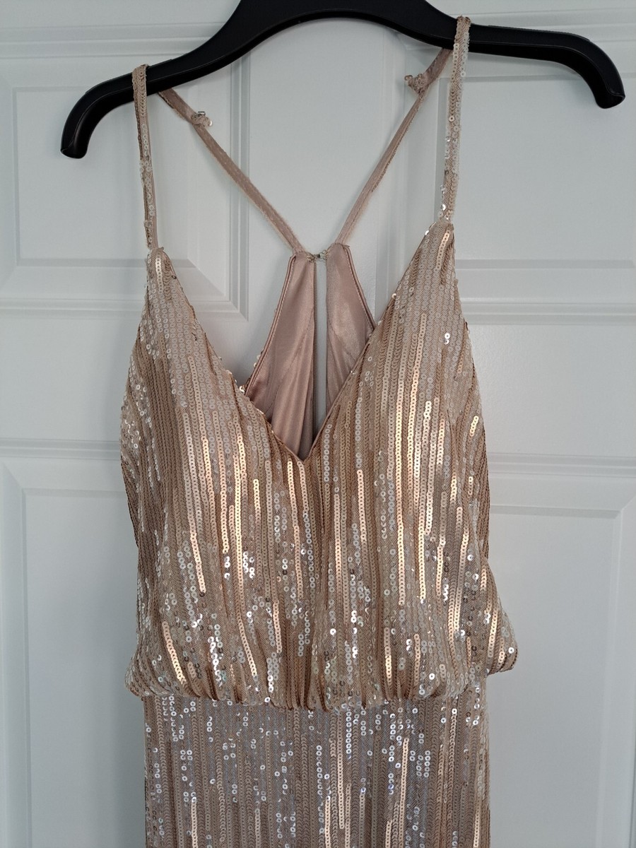 Gold Sequin Forever Unique Embellished Dress Gold Luxe Deep Plunge