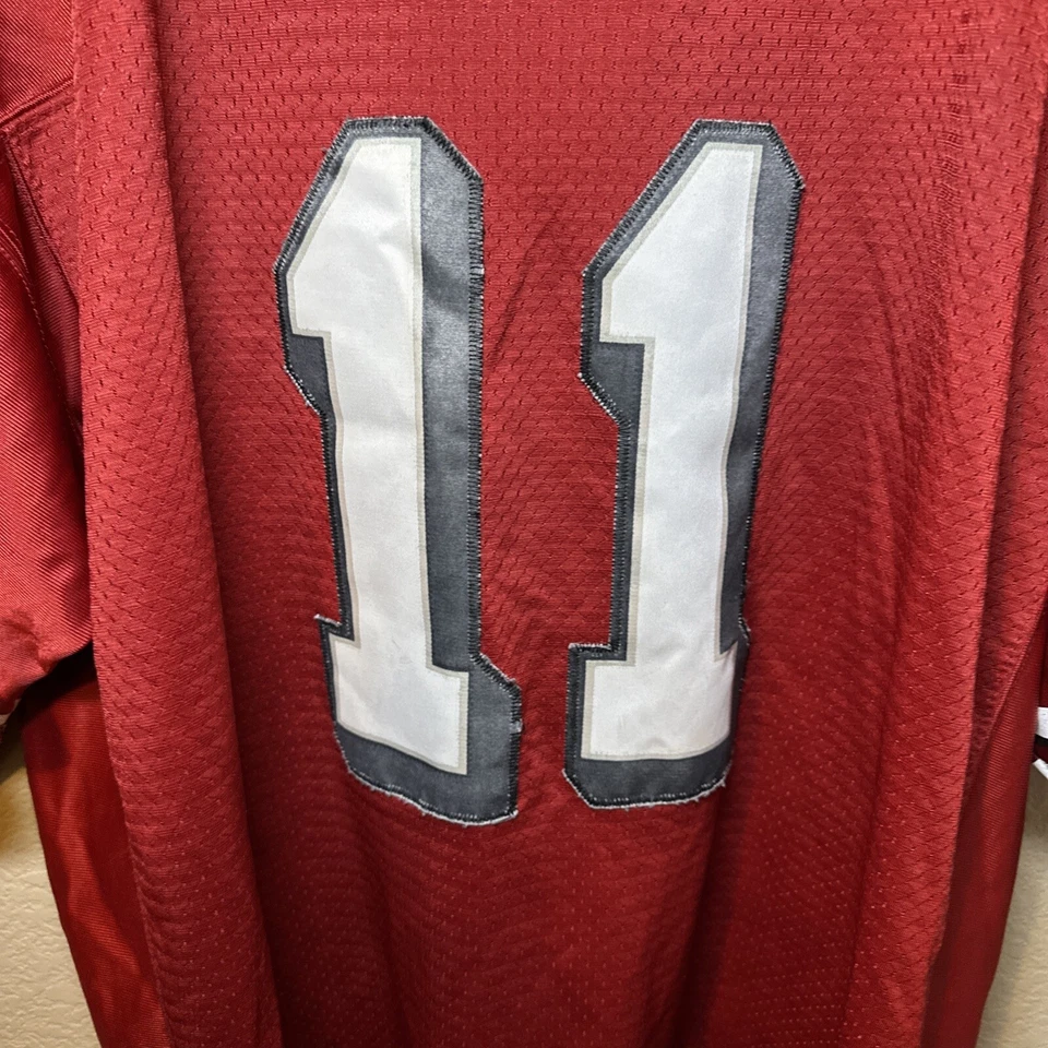 Vintage Alex Smith #11 San Francisco 49ers Red Jersey NFL Reebok Men's XL - Image 2 of 4