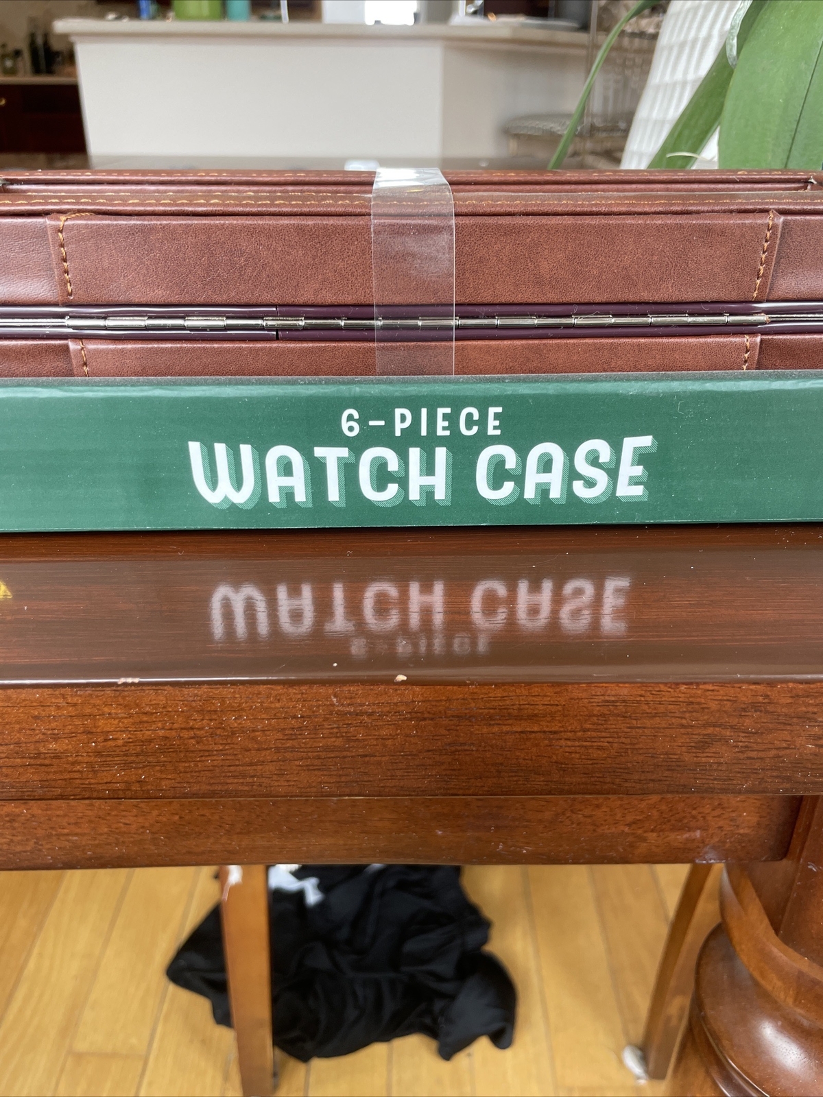 NEW Woodbury Men’s Six Slot 6 Piece Brown Leather Watch Case Holder Box