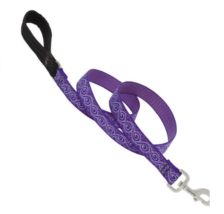 Lupine Dog Leash 4' Lead 1" WIDE Cosmic Purple ‘JellyRoll’ W/Padded