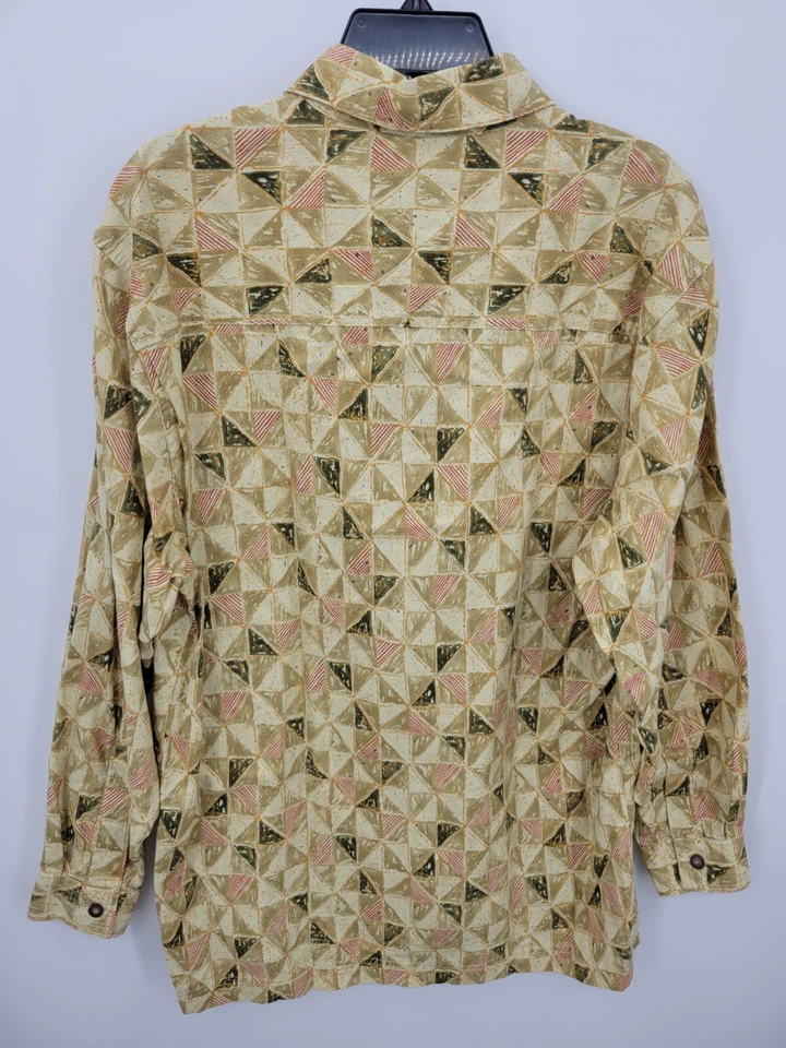The Territory Ahead Shirt Mens Medium Tan Aztec Tribal Print Quarter Button Up - Image 2 of 4