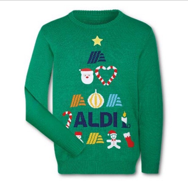2024 Aldi Gear Christmas Holiday Sweater - SIZE LARGE - Green Santa Candy Cane