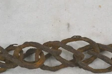 antique chain iron  hooks double link early hand forge rare fireplace farm 19th