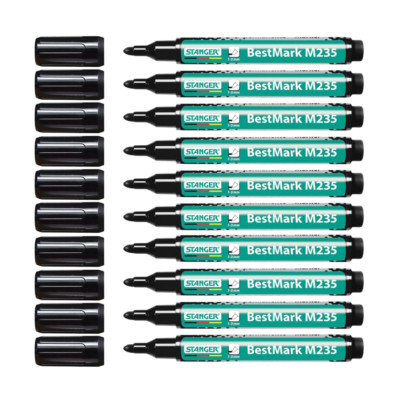 10 x Permanent Marker Permanentmarker Filzer Rundspitze schwarz 1-3mm Stanger
