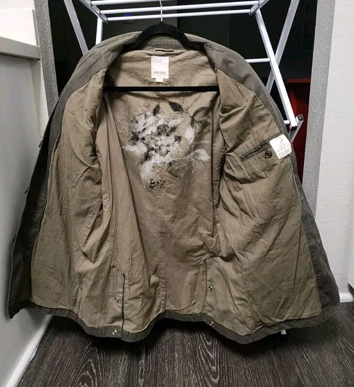 Diesel Chaqueta de Campo Militar Abrigo Caqui Verde Forrado Utilidad Carga Para Hombre’s XL Foto 3 de 4