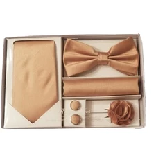 Rodem Tree 5Pcs Tie Set In A Gift Box  Tie Sets Gold Color Neck Tie, Bow 